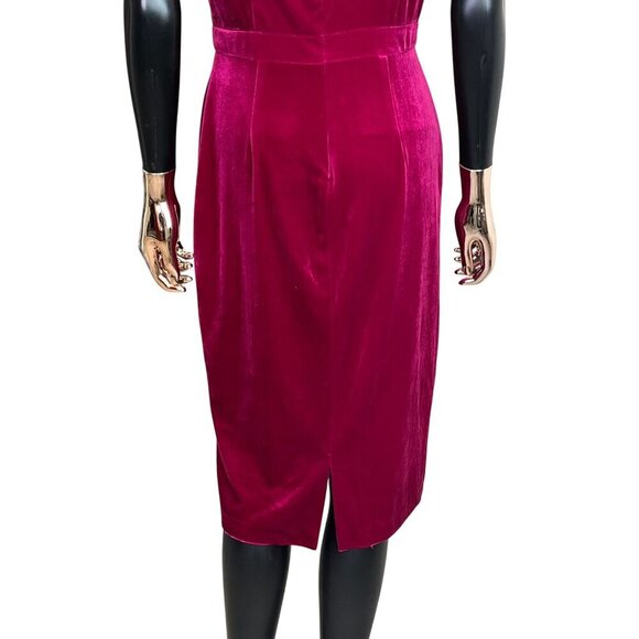 Laundry by Shelli Segal Fuchsia Velvet Cold Shoulder Midi Dress NWT Size 10 - Picture 10 of 13